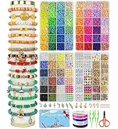 Redtwo 18000 Pcs Clay Beads Bracelet Making Kit, 4 Boxes 64 Colors Flat Polymer Heishi Beads Jewe...