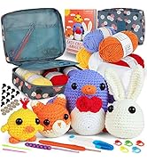 Coopay Crochet Kit for Beginners Kids Adults - Cute Penguin, Chicken, Rabbit & Fox, Complete Croc...