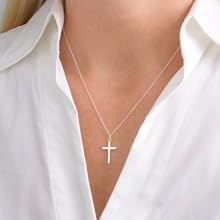 Silver Regular  O Chain Cross Necklace