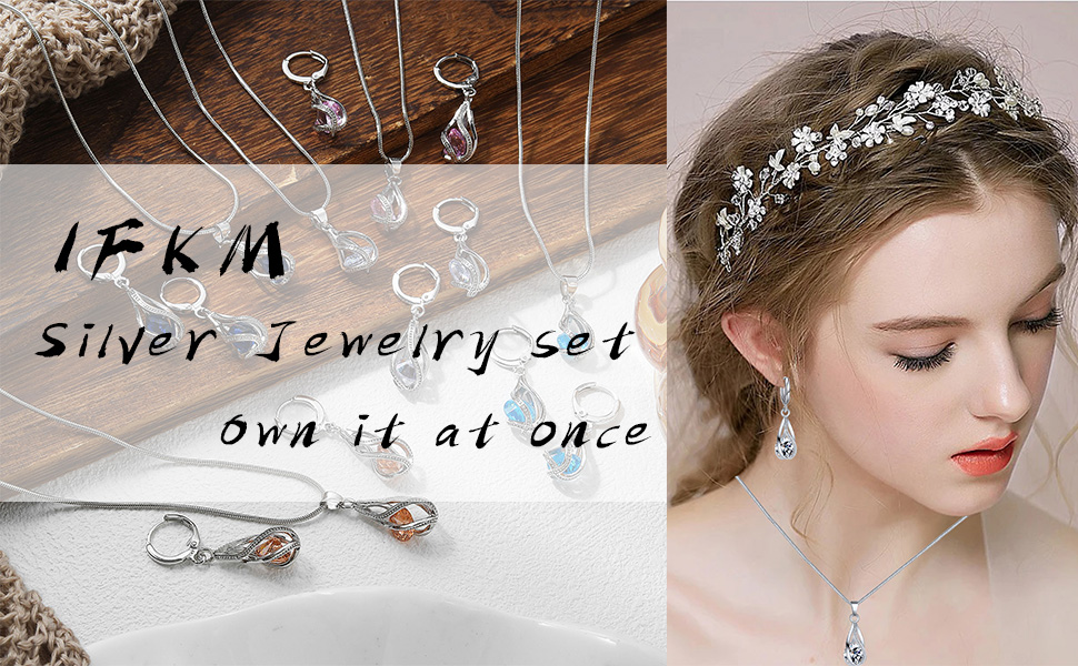 IFKM Silver Plated Jewelry Sets For Women Girls