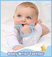 R HORSE 3Pcs Baby Wrist Teether Toys Anti-Dropping Silicone Teething Toy Soothing Bracelet Teethe...