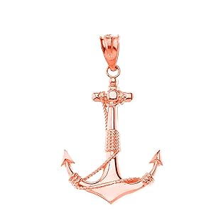 10k Gold Twisted Style Nautical Rope Fouled Anchor Charm Pendant