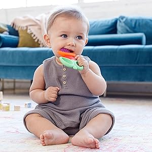 infantino lil nibble teether carrot, teething, teether, silicone