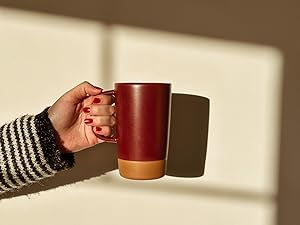 merlot large tea mug hand holding