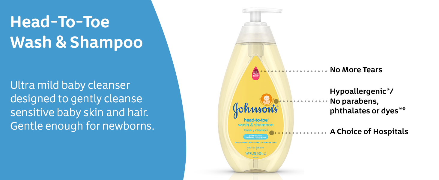 Ultra mild baby cleanser designed to gently cleanse sensitive baby skin and hair