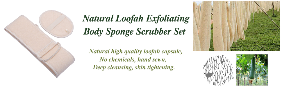 Natural Loofah Exfoliating Body Sponge Scrubber Set