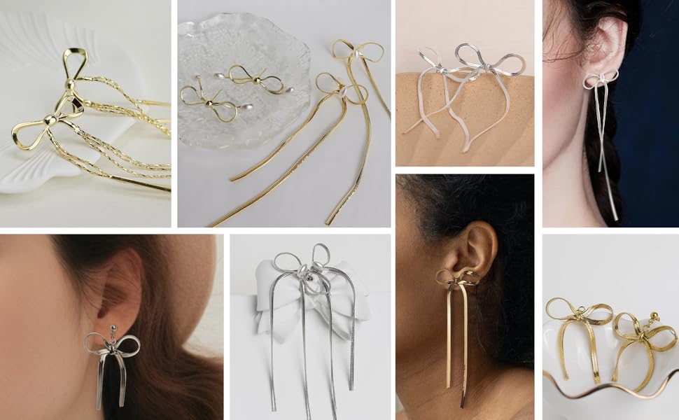 Hand-tie Chain Bow Earring