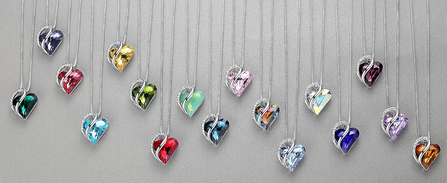 Infinity Love Necklace with Birthstone Crystals