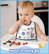Baby Bibs Set Toddler Bibs with Crumb Catcher Pocket & Snap Button Waterproof