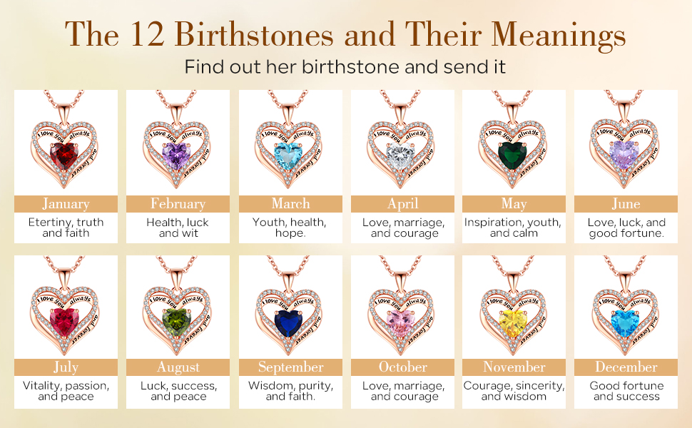 banner-12 colors sterling silver birthstone necklaces for women wife