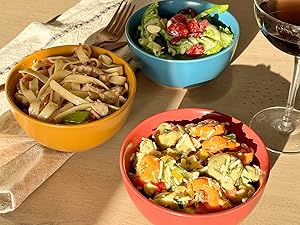 artisan dessert bowls pasta salad