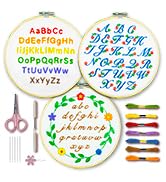 Bradove 3 Sets Alphabet Practice Embroidery Kit, Letters Embroidery Kit for Beginners Adults with...