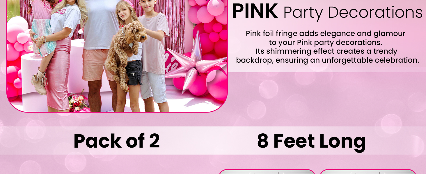 Pink Fringe Backdrop for Pink Streamers Party Decorations, Pink Graduation Decorations