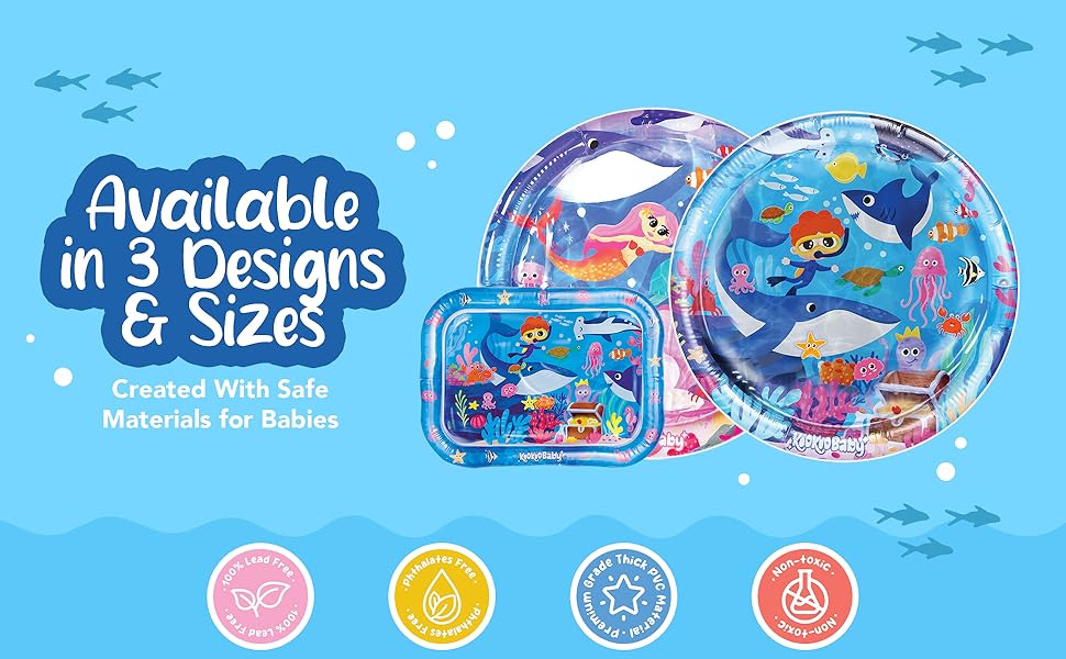 KooKooBaby Tummy Time Water Play Mat is available in 3 designs and sizes