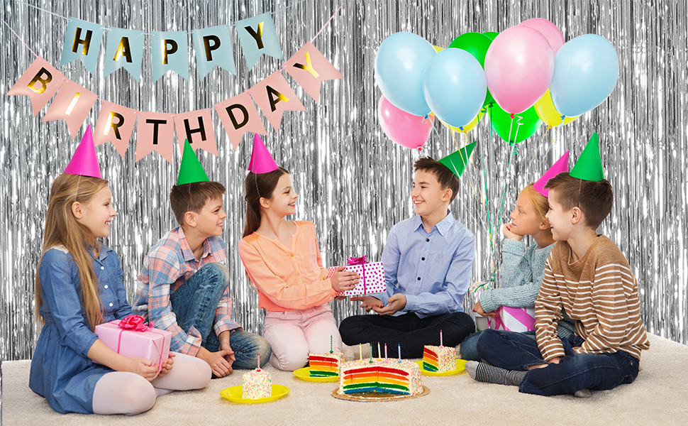 sliver party streamers backdrop foil curtain birthday party decorations photo backdrop foil fringe