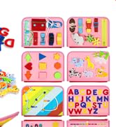 Esjay Busy Board for Toddlers, Montessori Toys for 1 2 3 4 Year Old, Travel Toys Gifts for Girls,...