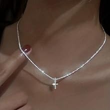 Silver Shiny Twist Rope CZ Cross Necklace