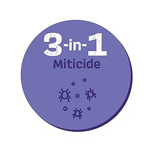 circle icon with mite illustration with headline four in one miticide