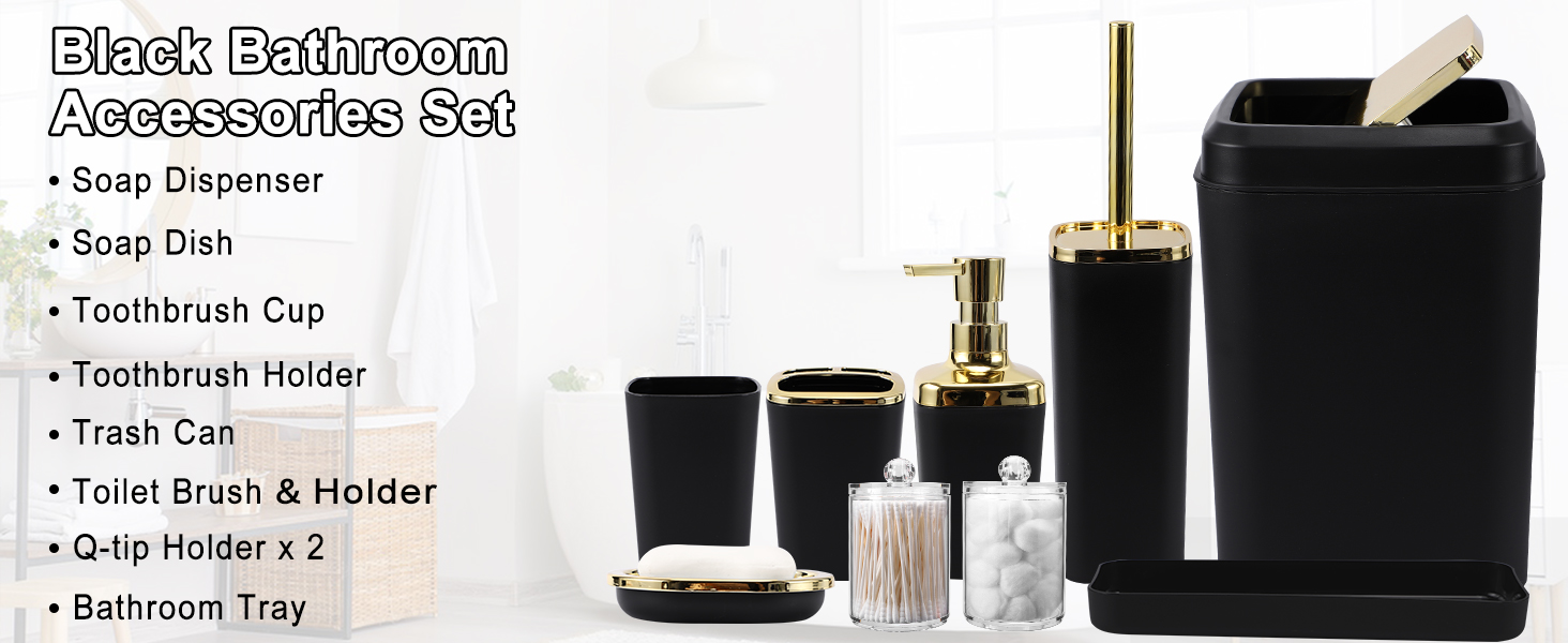 black bathroom accessories