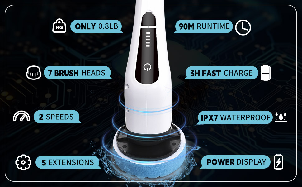 electronic grout floor adustble extension rotating machine scrubbing electric spin scrubber cleaning
