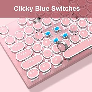 typewriter mechanical gaming keyboard with blue switches