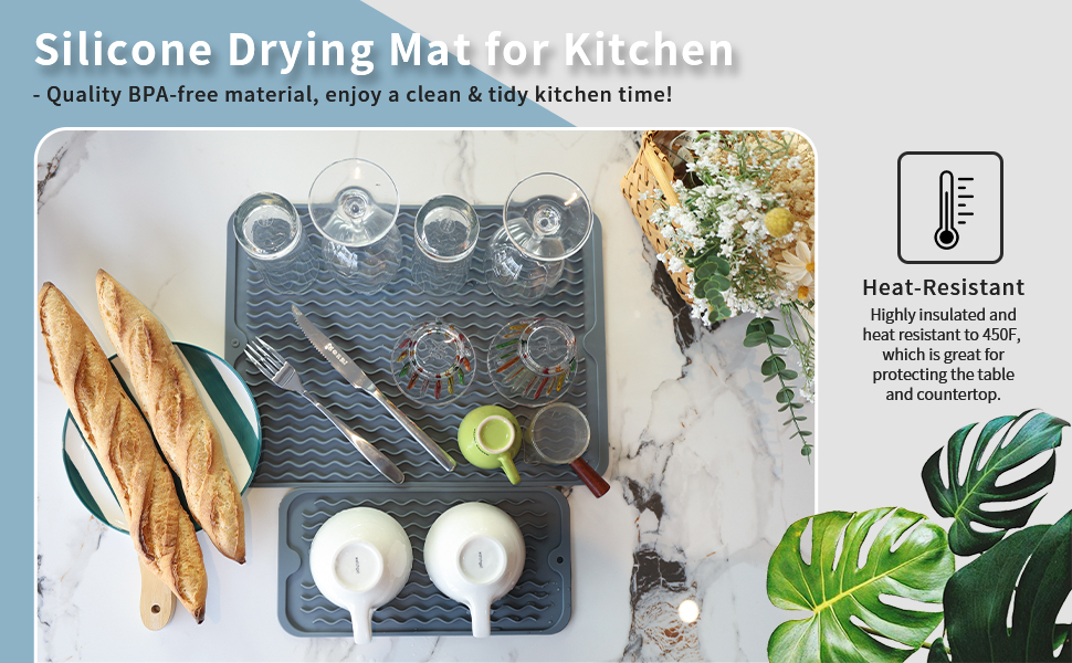 silicone dish drying mat for kitchen