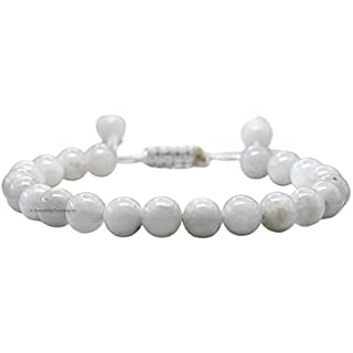 Rainbow Moonstone Bracelet for Women Men's Gifts - Protection Healing Crystal Bracelet - 8mm Gemstone Beaded Adjustable Bracelet Pulseras Para Hombres Mujer Stocking Stuffers
