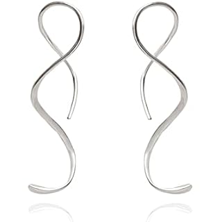 Spiral Threader Earrings 925 Sterling Silver Drop Dangle Handmade Twisted Pull Through Earrings Minimal Everyday Earrings