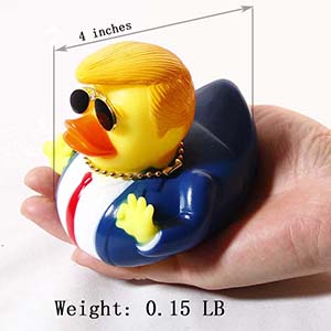 Patos de goma Trump, el tamaño es de aproximadamente 4 x 3.4 x 3.4 pulgadas, peso: 0.15 libras.