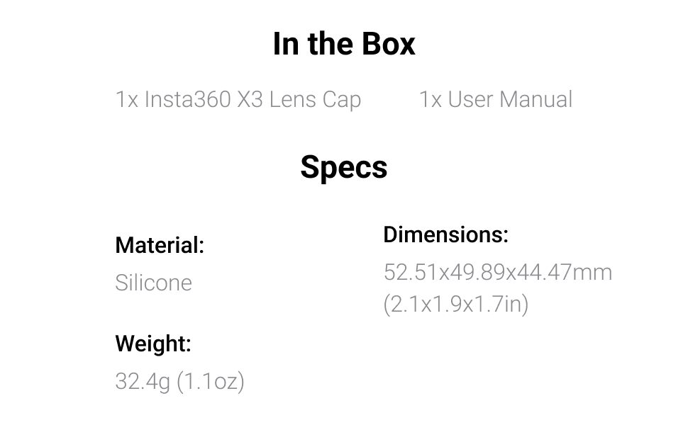 Insta360 X3 Lens Cap