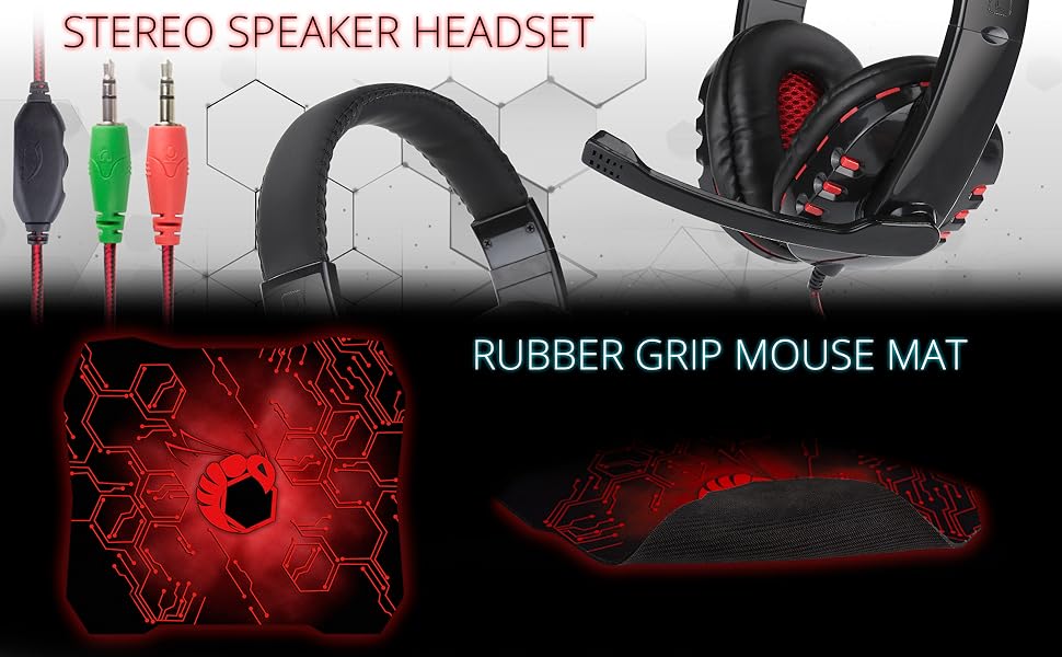 orzly pc gaming game essentials pack mouse keyboard headset headphones mousemat mat