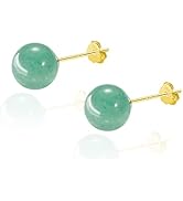 Jade stud earrings for women, 18k gold sterling silver post earrings for Sensitive Ears as crysta...