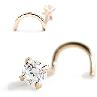 14k Gold Cubic Zirconia Nose Ring (3mm)