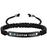 Cupike Personalized Name ID Couples Bracelet - Custom Engraving Handmade Braided Long Distance Re...