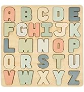 Pearhead Wooden Alphabet Puzzle, Colorful ABC Letters, Interactive Learning Board Educational Toy...