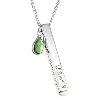 Jaohi Name Necklace Personalized with Engraving - Custom Necklace with Vertical Bar and Birthstone, Gift for Girlfriend, Mother