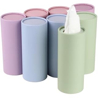 FMTYAOIU Car Tissues Cylinder 8 Packs Round Tissue Box, Car Tissue Holder with Facial Tissue Bulk, Holder Fit for Car Cup Holder, Small Tissue Box for Home Use, Suitable for Car, Bathroom and Office