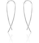 925 Sterling Silver Handmade Pull through Threader Minimalist Wire Hoop Earrings for Women