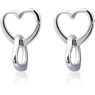 Double Heart Stud Earrings Silver Heart Dangle Earrings 925 Sterling Silver Earrings for Women Girls Handmade Heart Drop Earrings