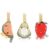 Pearhead Fruit Stroller Toys, Plush Corduroy Baby Travel Car Seat Toy Set, Baby Hanging Mirror an...