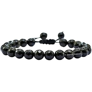 Golden Sheen Obsidian Bracelet for Women - Chakra Mens Bracelet Protection Crystals and Healing Stones - Blessing Bracelet Spiritual Meditation Gift Christmas Stocking (Faceted Beads Bracelet)