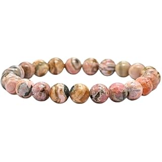 Rhodochrosite Bracelet for Women Men's Gifts - Protection Healing Crystal Bracelet - 8mm Gemstone Beaded Stretchable Bracelet Pulseras Para Hombres Mujer Stocking Stuffers