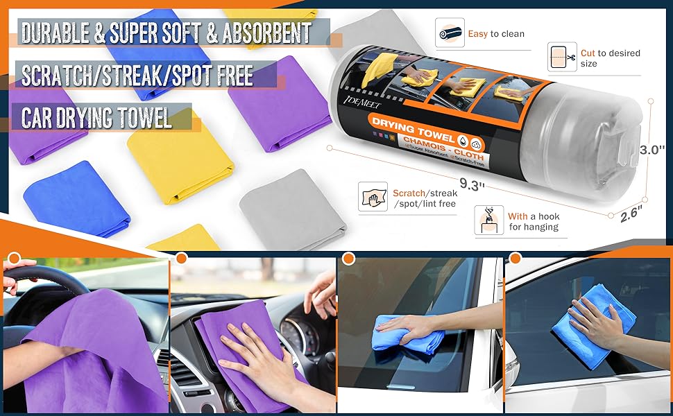 Absorbent Car Drying Towel  Synthetic Chamois Cloth for Car Shammy Towel for Vehicle Cleaning