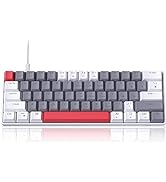 60% Mechanical Gaming Keyboard, White&Grey Gaming Keyboard with Hot Swappable Clicky Blue Switche...