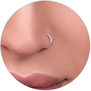 Tiny Silver Nose Ring - Snug 7mm Hoop 18 Gauge Piercing – Dainty 925 Sterling Silver Nose Piercings – Body Jewelry Piercing Hoops – Gift Ready Purchase