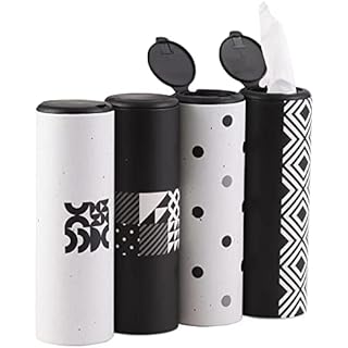 Car Tissue Holder with Facial Tissues Bulk - 4 PK Car Tissues Cylinder with Cap, Tissue Holder for Car, Travel Tissues for Car Cup Holder, Refill Car Tissue Box Round Container