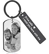 JUBOPE Personalized Keychains Custom Keychain with Picture Engraving Photo Text Keychain for Men ...