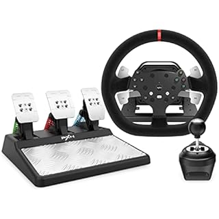 PXN Force Feedback PC Racing Wheel, 270/900 Degree V10 Driving Gaming Steering Wheel with 3 Pedals and 6+1 Shifter for Windows PC, PS4, Computer, Multi-Platform, Plug and Play