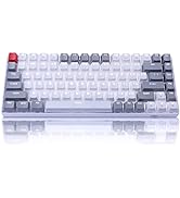 84 Keys Mechanical Gaming Keyboard, Grey&White Mixed Color Keycaps Gaming Keyboard with Red Switc...