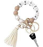 Munchewy Personalized Silicone Bead Keychain Bracelet Wristlet for Women's House Car Key Ring Hol...